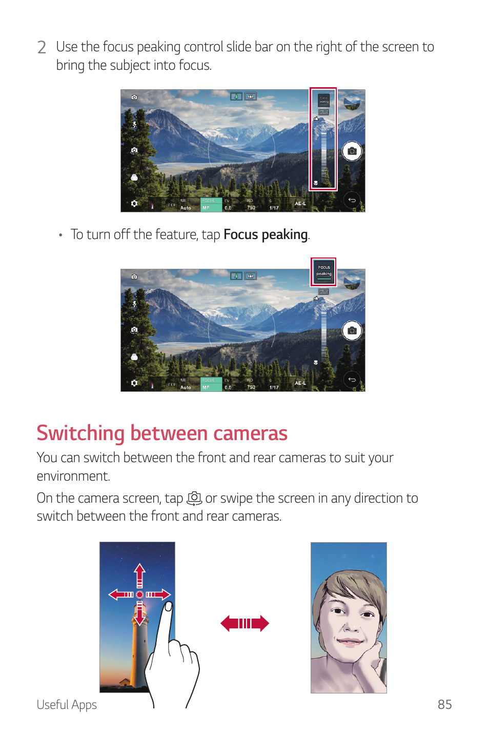 Switching between cameras | LG G6 H872 User Manual | Page 86 / 183