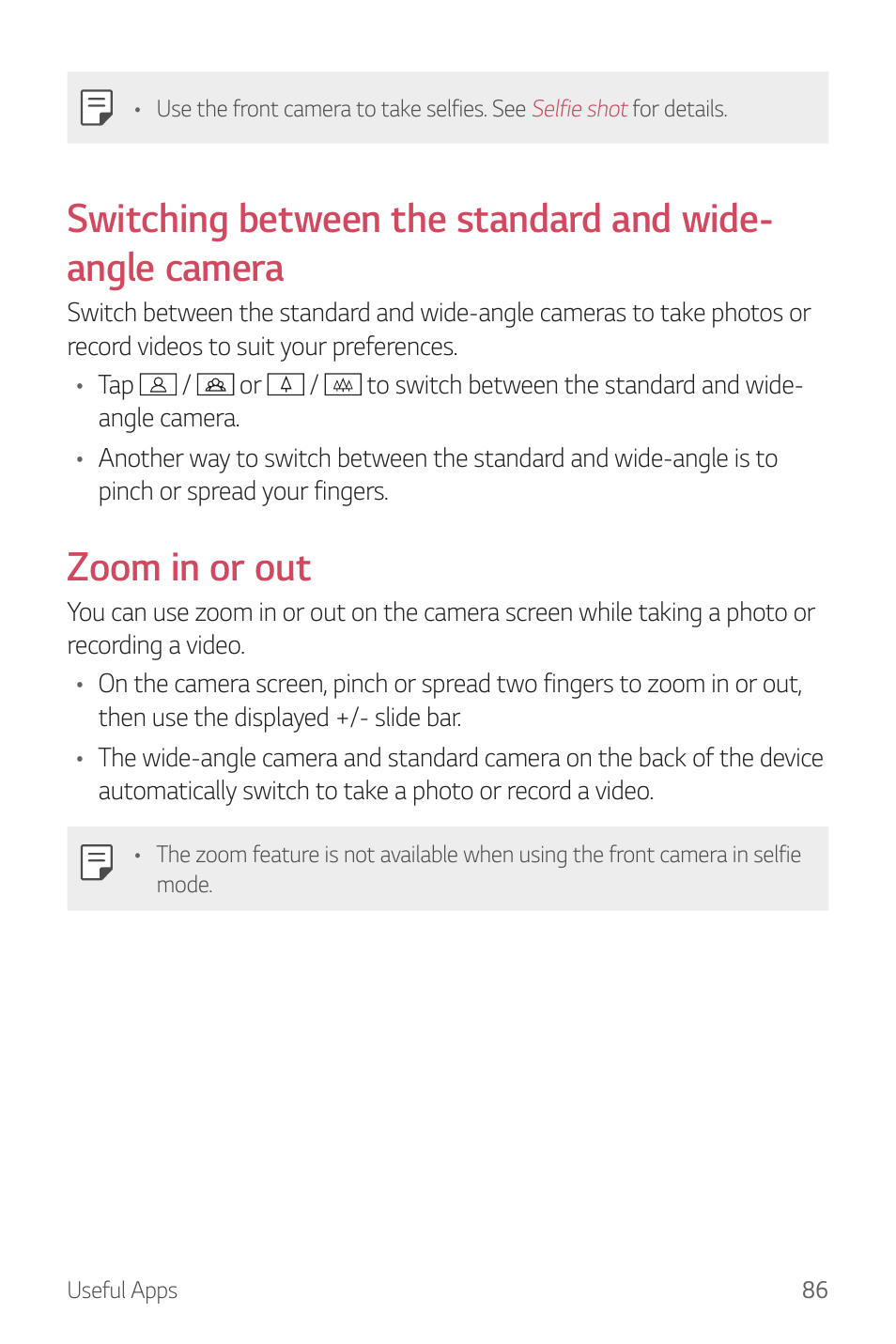 Zoom in or out | LG G6 H872 User Manual | Page 87 / 183