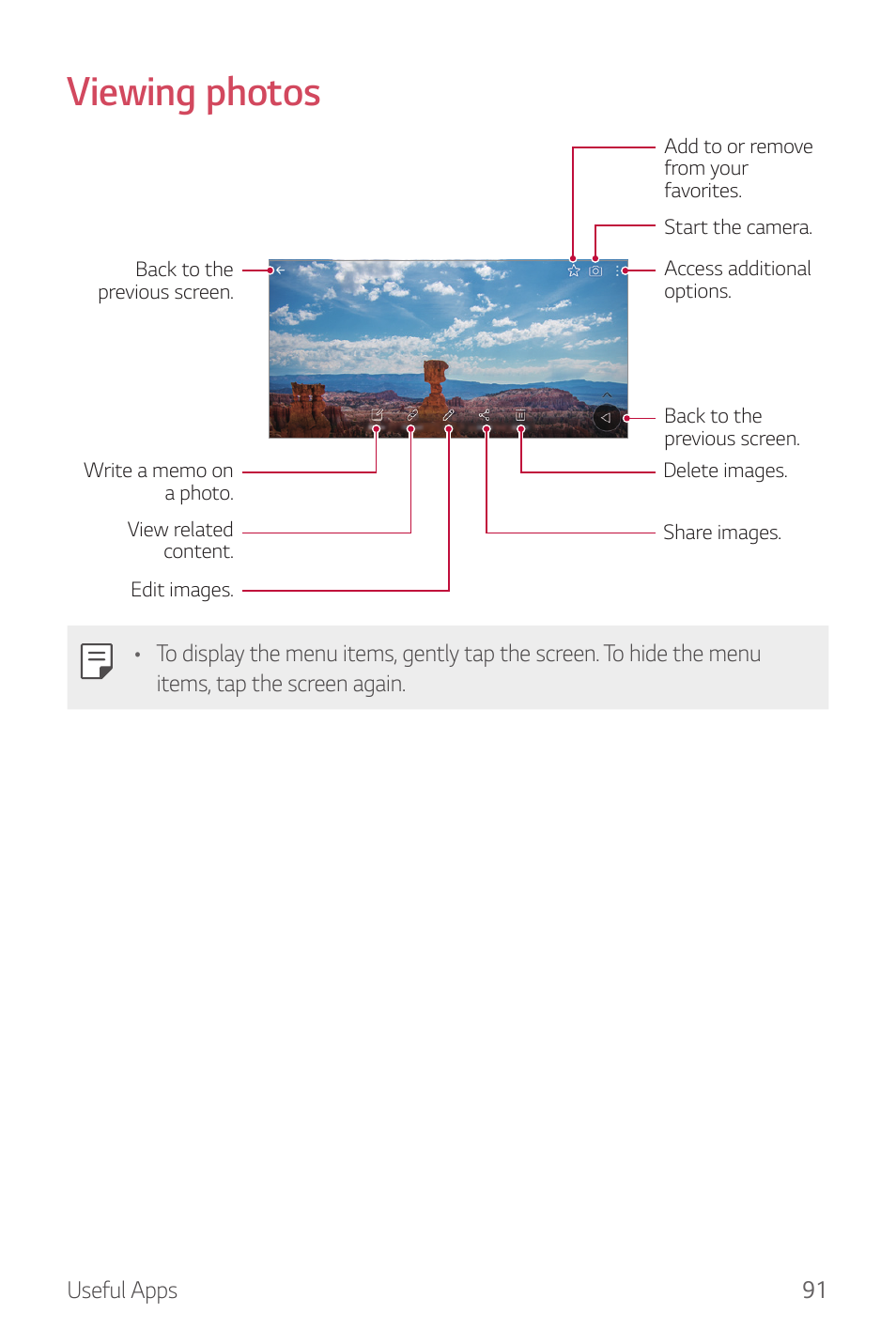 Viewing photos | LG G6 H872 User Manual | Page 92 / 183