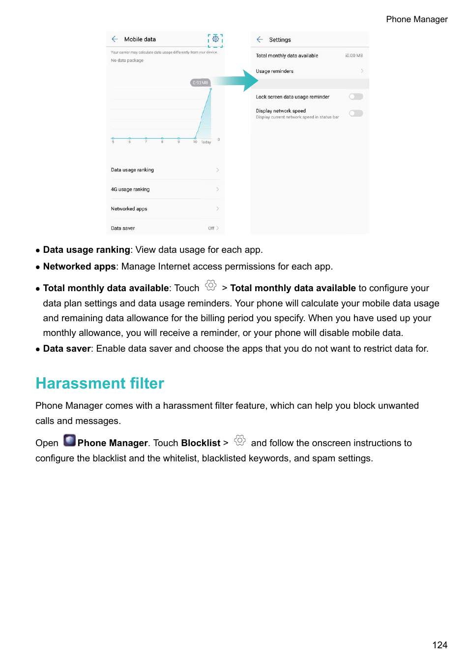 Harassment filter | Huawei P10 User Manual | Page 130 / 158