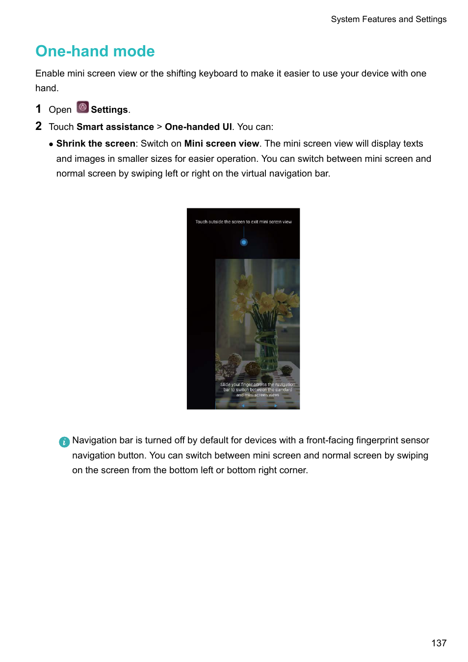 One-hand mode | Huawei P10 User Manual | Page 143 / 158