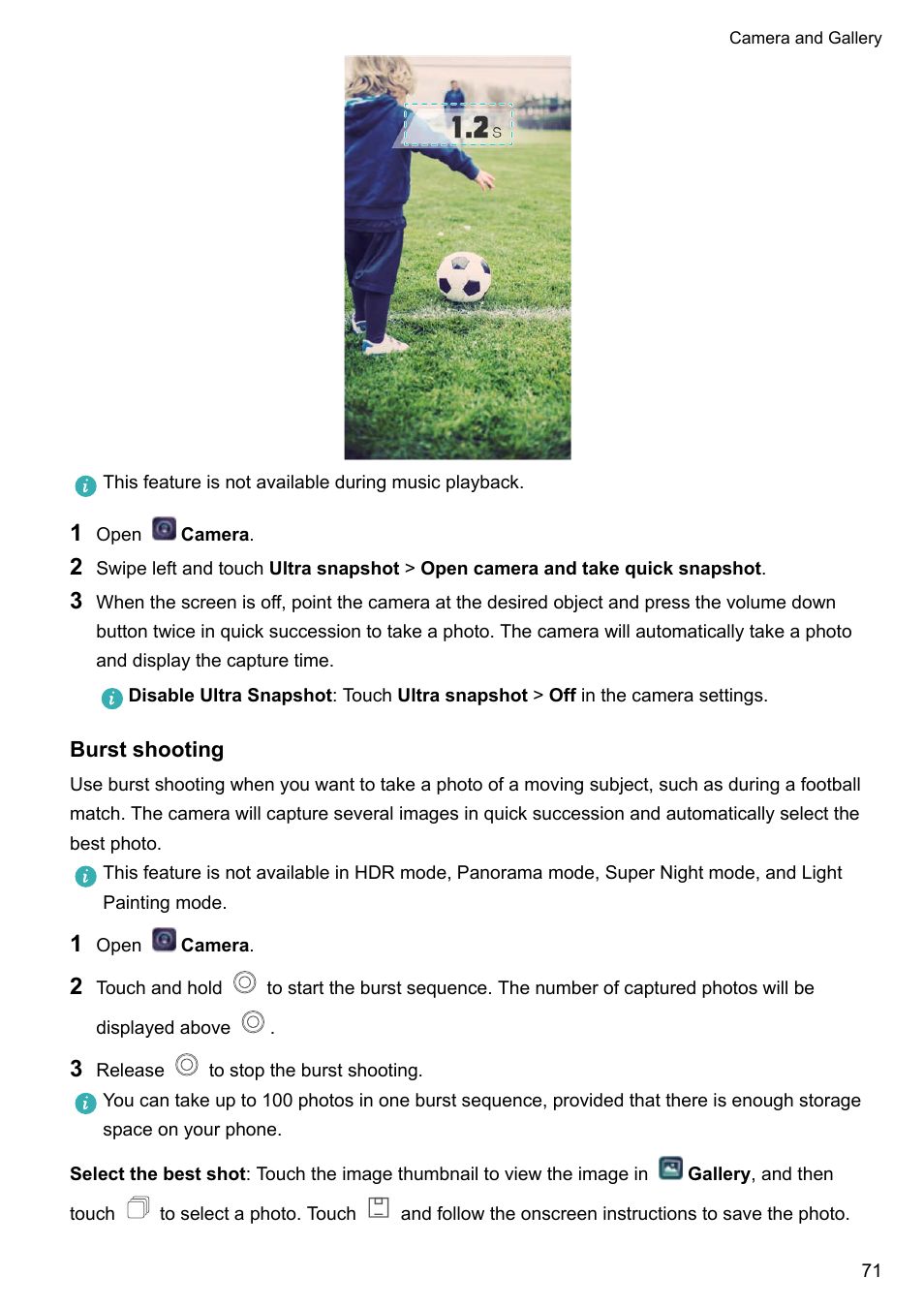 Burst shooting | Huawei P10 User Manual | Page 77 / 158