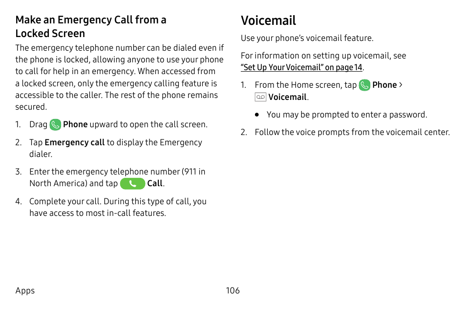 Voicemail | Samsung Galaxy S8 User Manual | Page 113 / 213