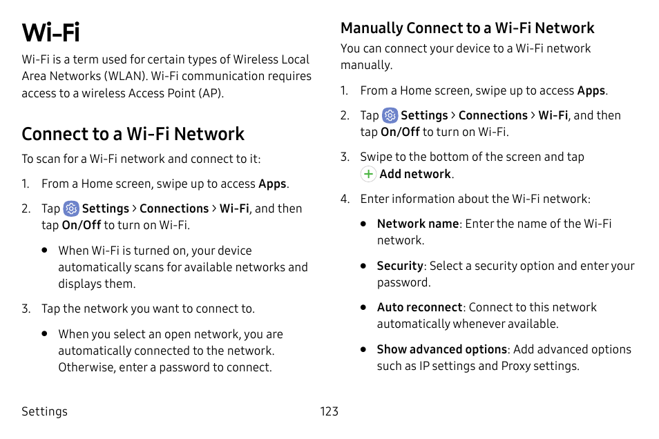 Wi-fi, Connect to a wi‑fi network | Samsung Galaxy S8 User Manual | Page 130 / 213