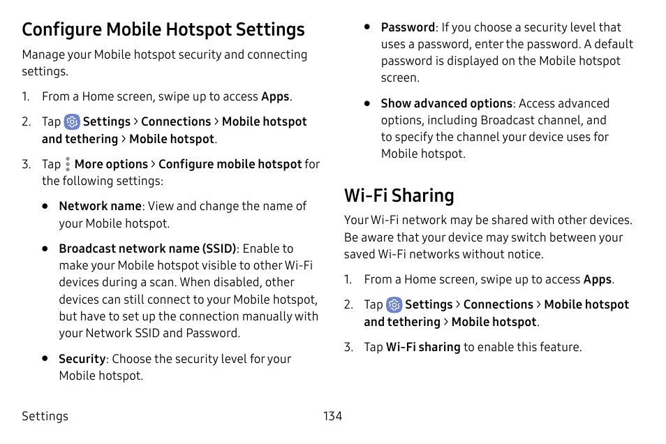 Configure mobile hotspot settings, Wi‑fi sharing | Samsung Galaxy S8 User Manual | Page 141 / 213