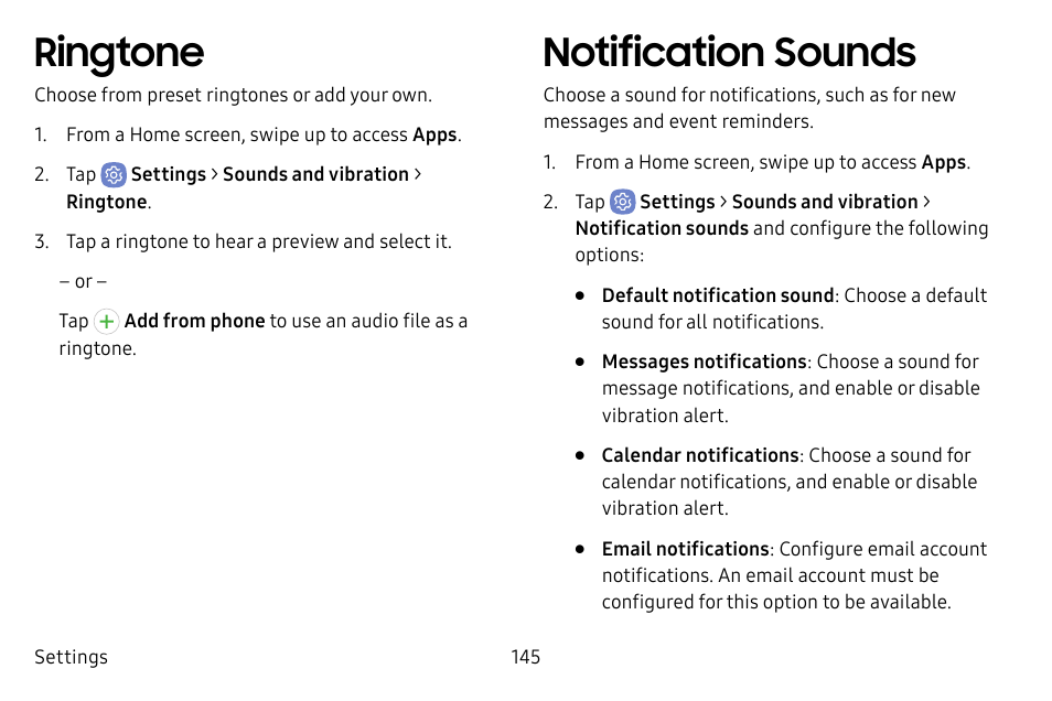 Ringtone, Notification sounds | Samsung Galaxy S8 User Manual | Page 152 / 213