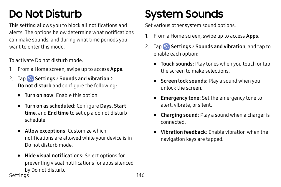 Do not disturb, System sounds | Samsung Galaxy S8 User Manual | Page 153 / 213