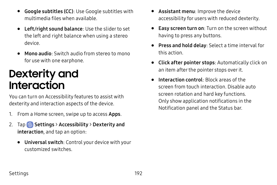 Dexterity and interaction | Samsung Galaxy S8 User Manual | Page 199 / 213