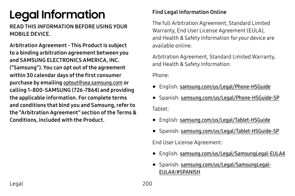 Legal information | Samsung Galaxy S8 User Manual | Page 207 / 213