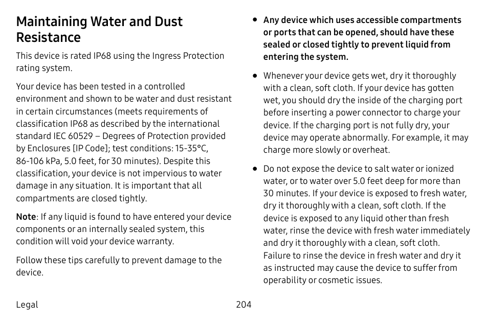 Maintaining water and dust resistance | Samsung Galaxy S8 User Manual | Page 211 / 213