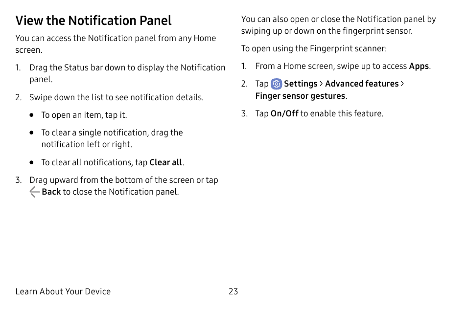 View the notification panel | Samsung Galaxy S8 User Manual | Page 30 / 213