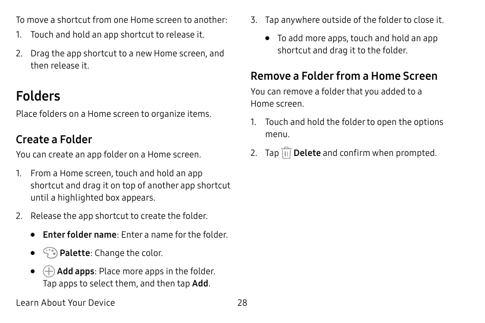 Folders | Samsung Galaxy S8 User Manual | Page 35 / 213