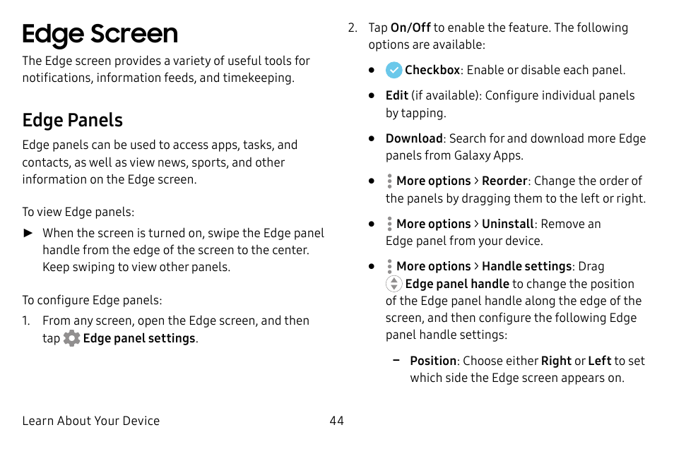 Edge screen, Edge panels | Samsung Galaxy S8 User Manual | Page 51 / 213