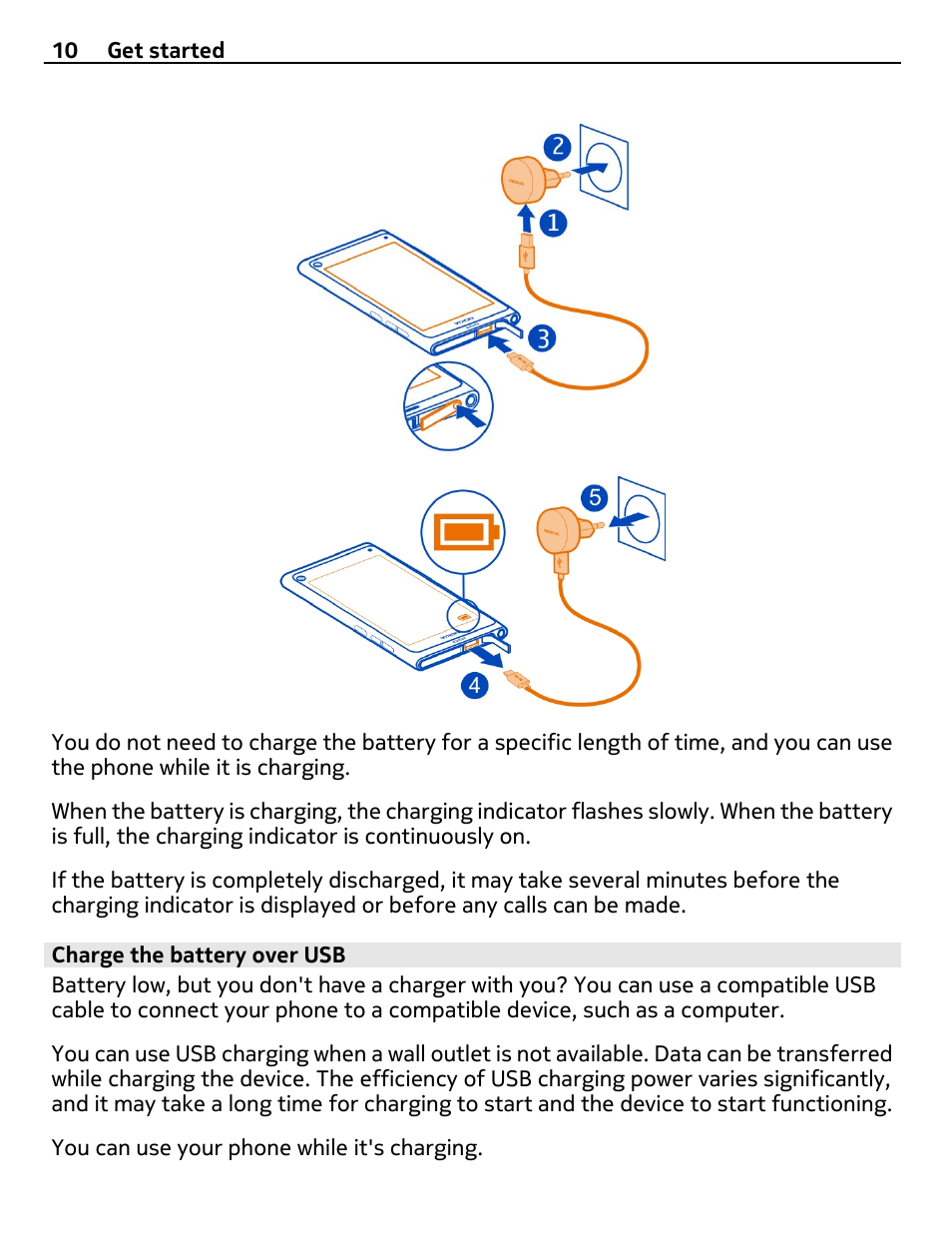 Charge the battery over usb | Nokia 9 User Manual | Page 10 / 116