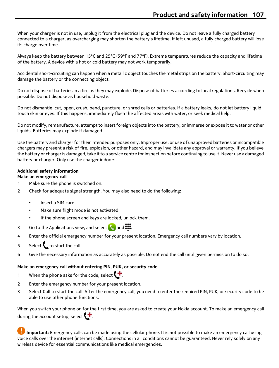 Additional safety information, Make an emergency call, Product and safety information 107 | Nokia 9 User Manual | Page 107 / 116