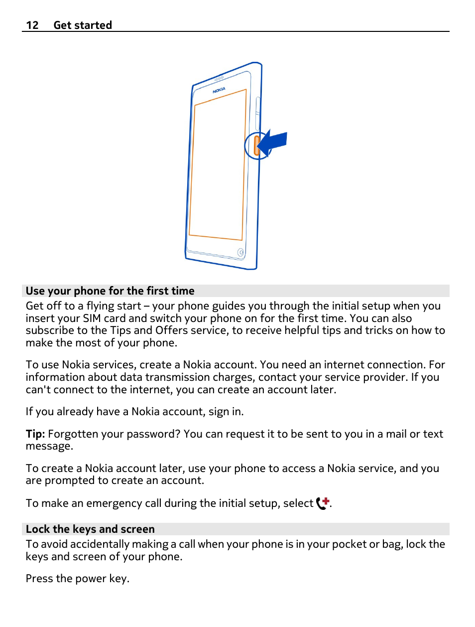 Use your phone for the first time, Lock the keys and screen | Nokia 9 User Manual | Page 12 / 116