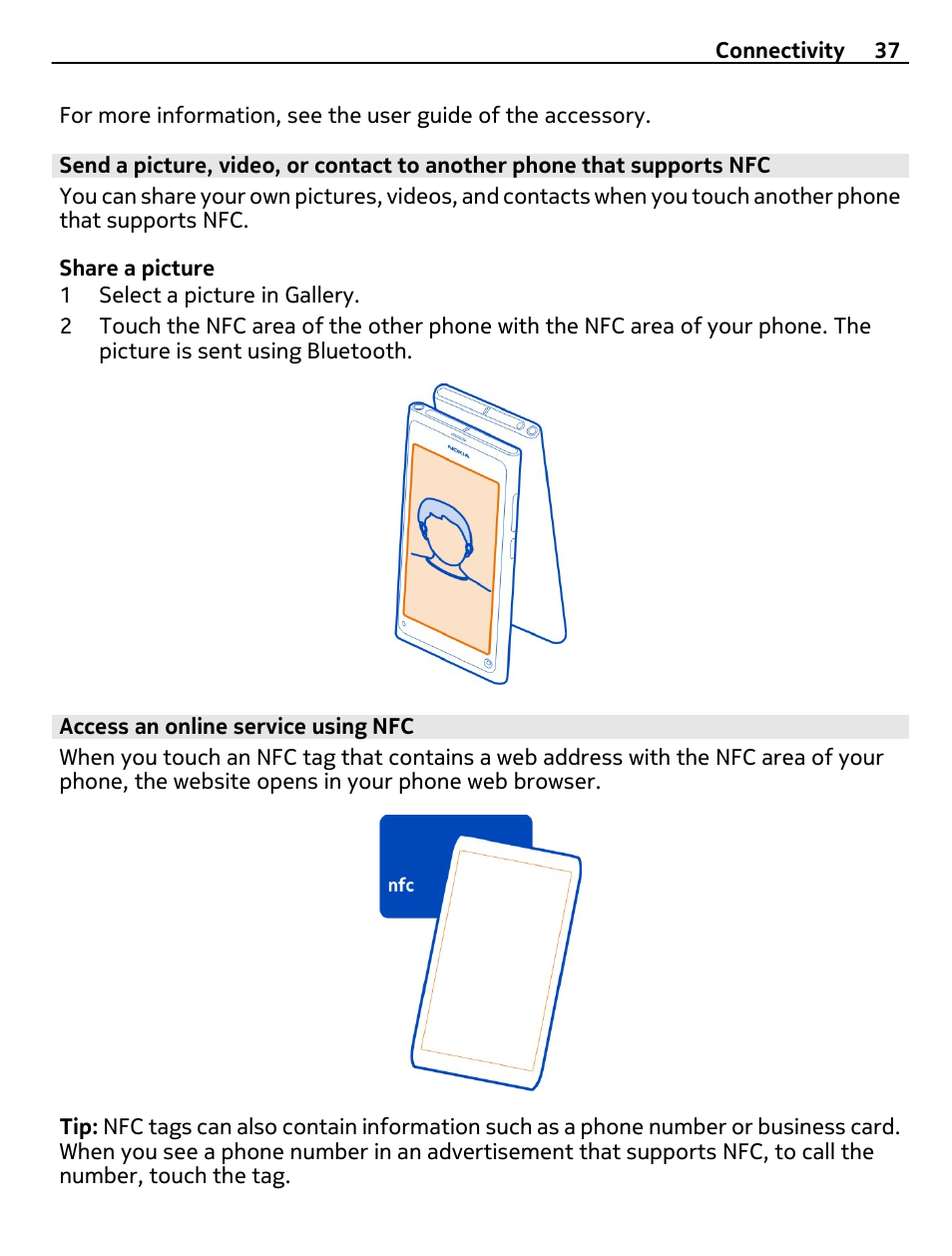 Access an online service using nfc | Nokia 9 User Manual | Page 37 / 116