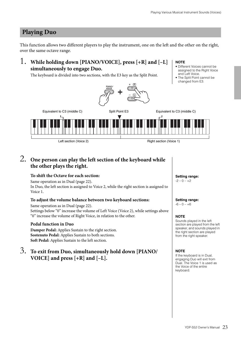 Playing duo | Yamaha YDP-S52 User Manual | Page 23 / 40