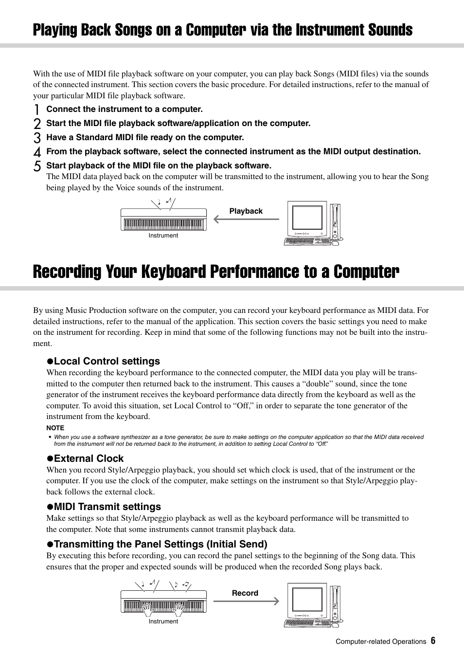 Recording your keyboard performance to a computer | Yamaha YDP-S52 User Manual | Page 6 / 15