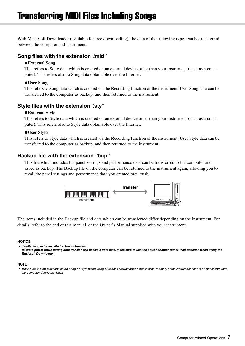 Transferring midi files including songs | Yamaha YDP-S52 User Manual | Page 7 / 15