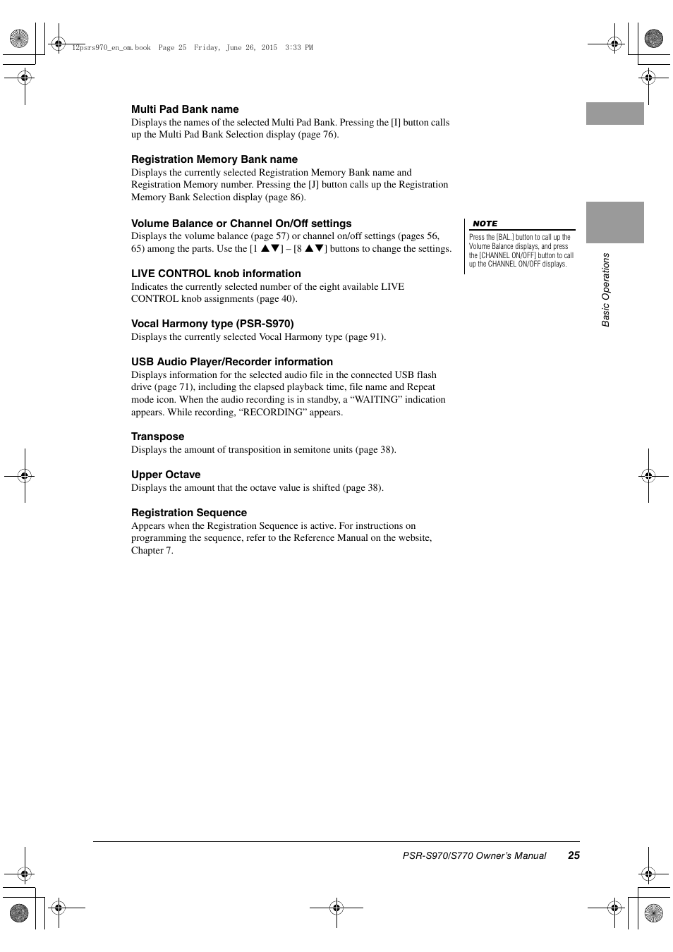 Yamaha PSR-S770 User Manual | Page 25 / 118