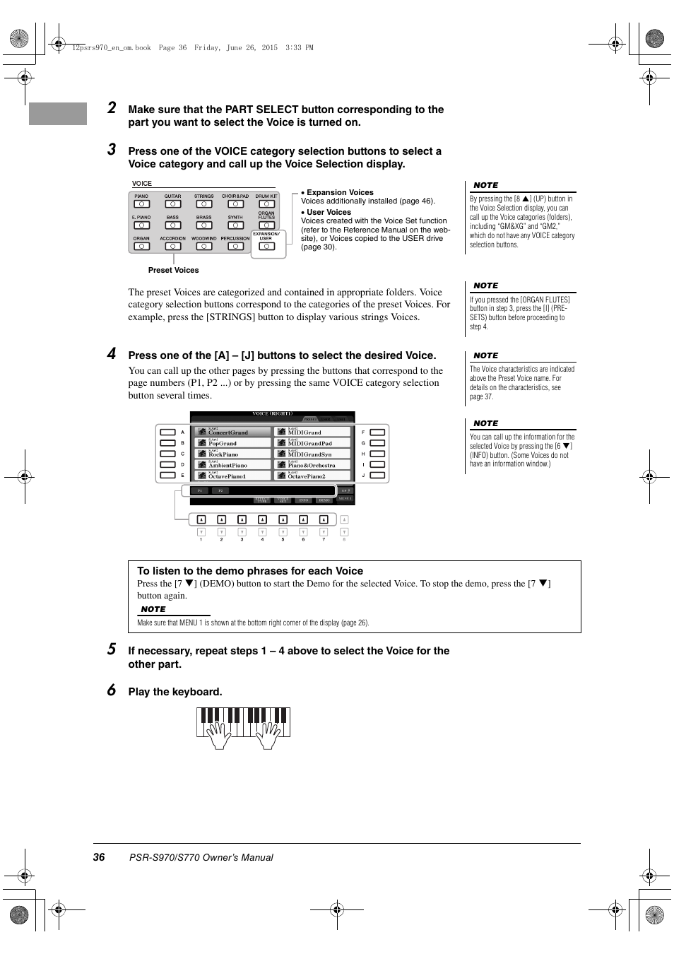 Yamaha PSR-S770 User Manual | Page 36 / 118