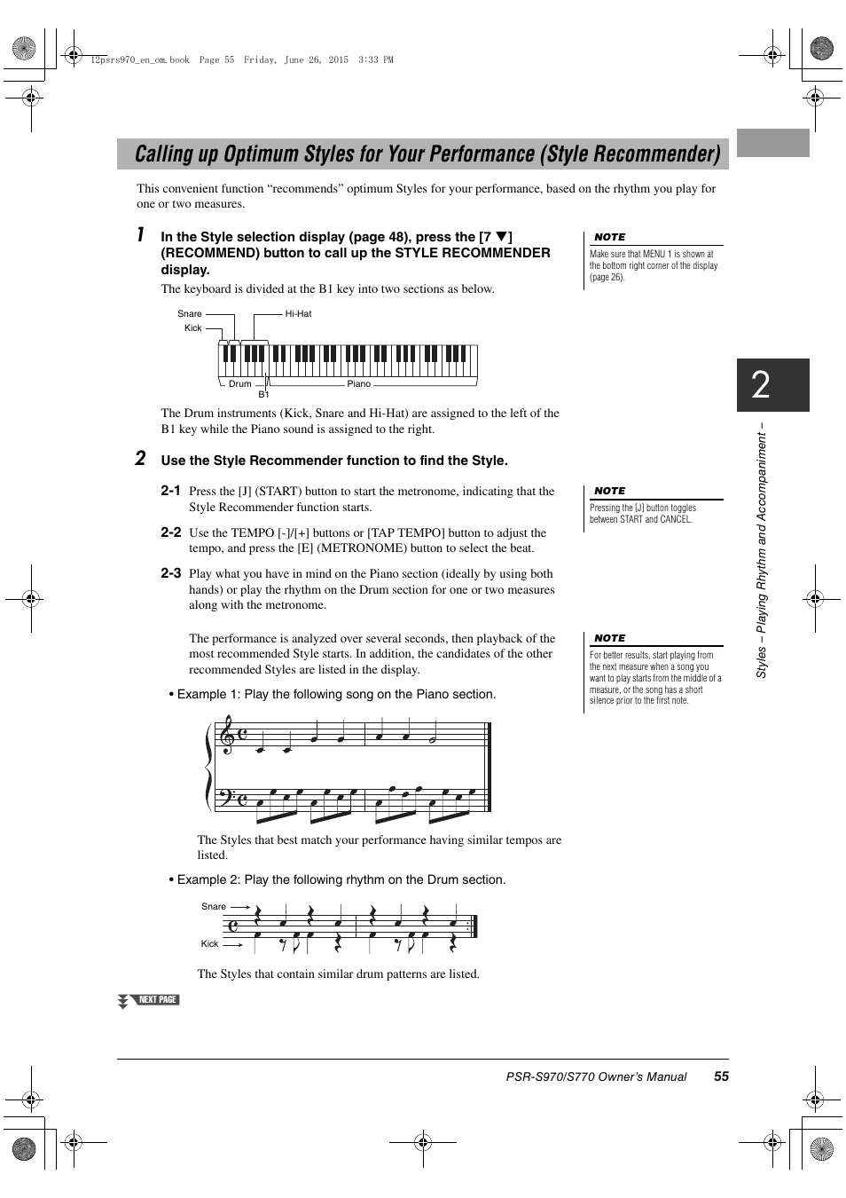 Yamaha PSR-S770 User Manual | Page 55 / 118