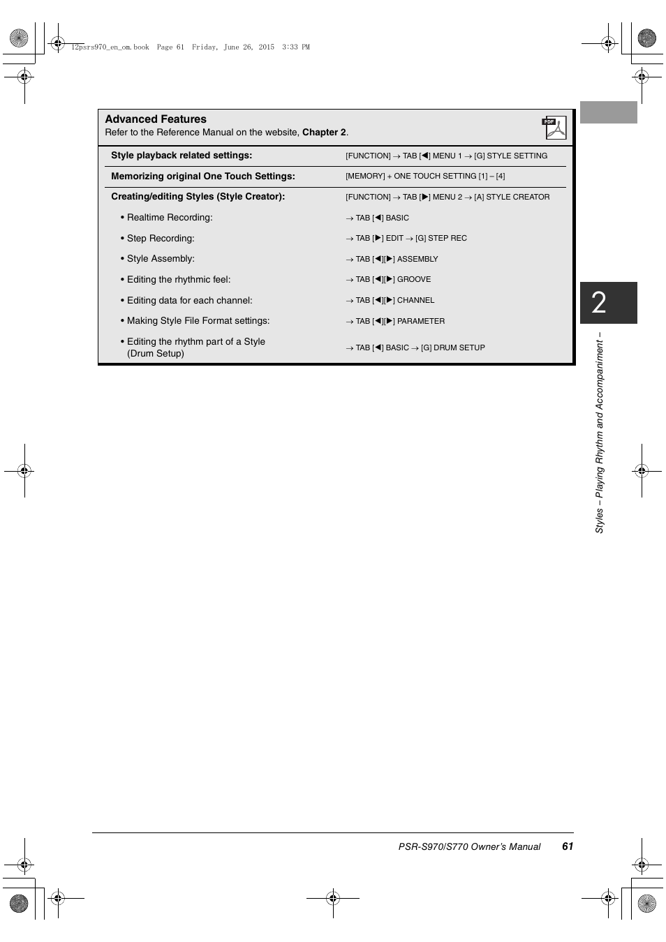 Yamaha PSR-S770 User Manual | Page 61 / 118