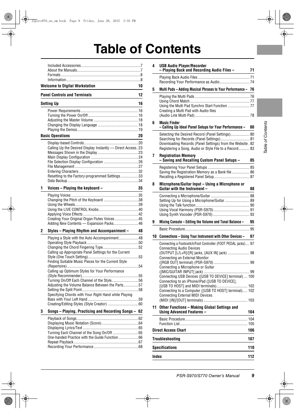 Yamaha PSR-S770 User Manual | Page 9 / 118