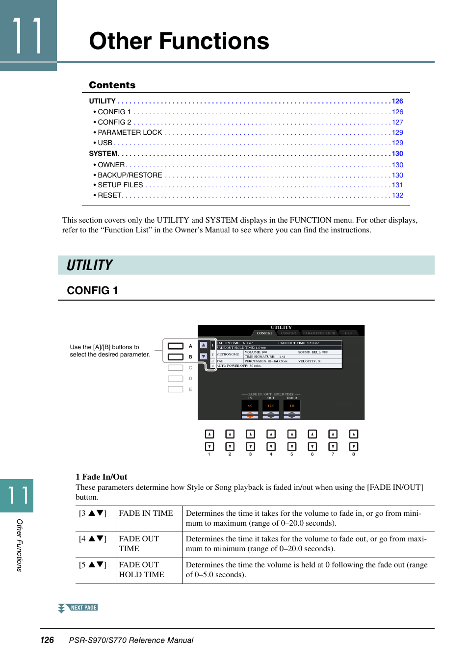 Other functions, Utility | Yamaha PSR-S770 User Manual | Page 126 / 134