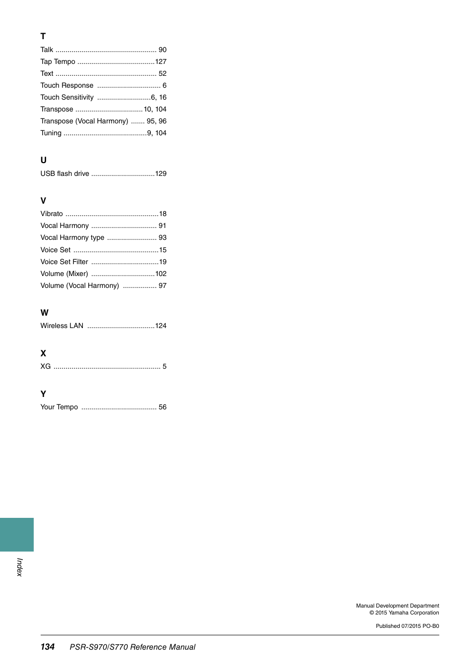 Yamaha PSR-S770 User Manual | Page 134 / 134