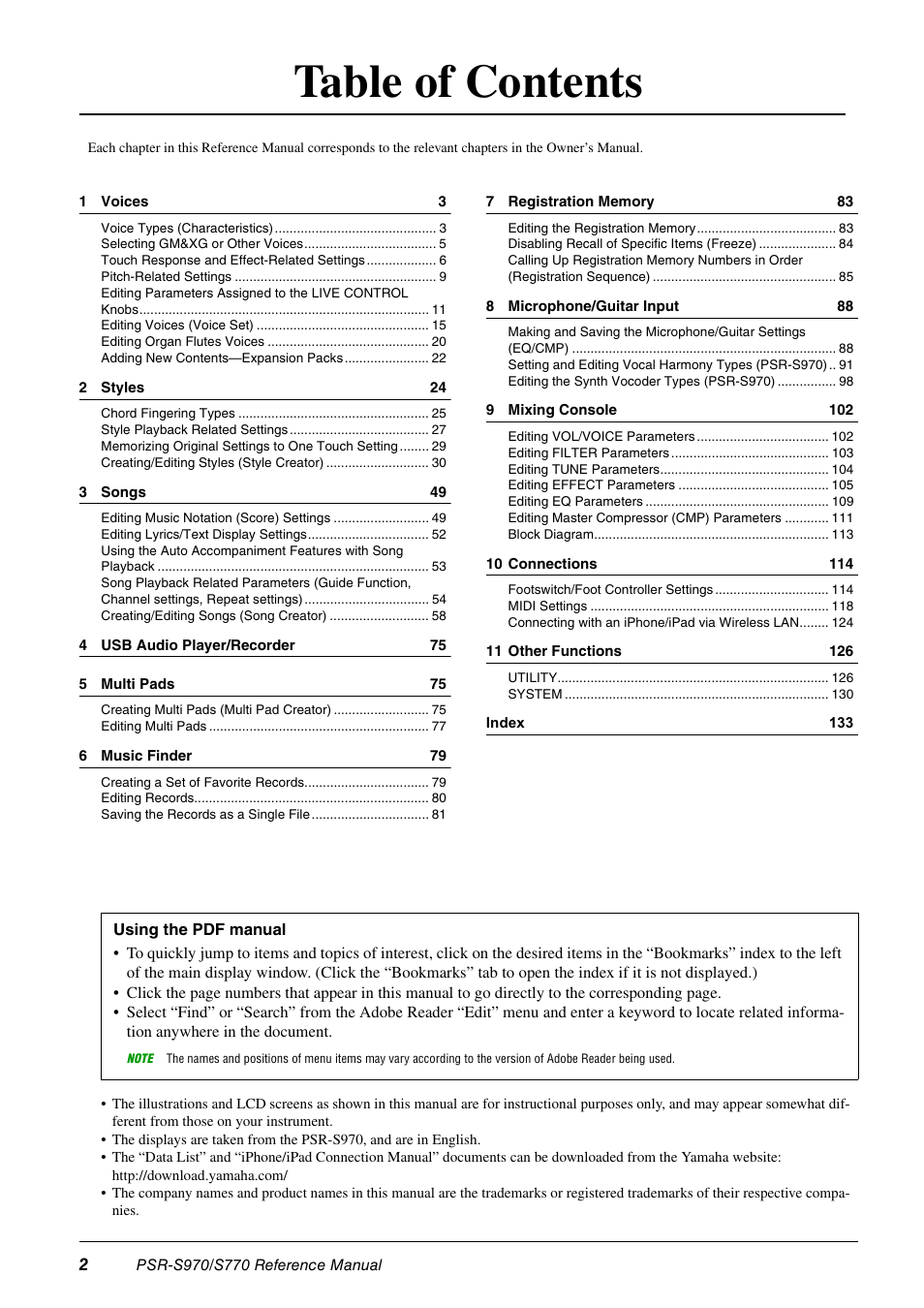 Yamaha PSR-S770 User Manual | Page 2 / 134