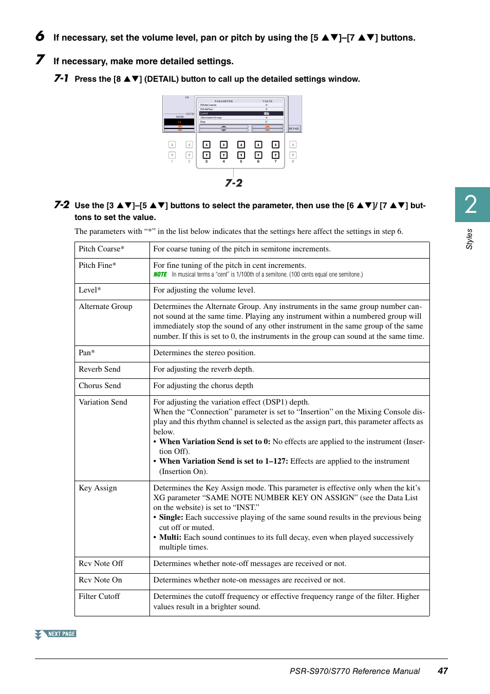 Yamaha PSR-S770 User Manual | Page 47 / 134
