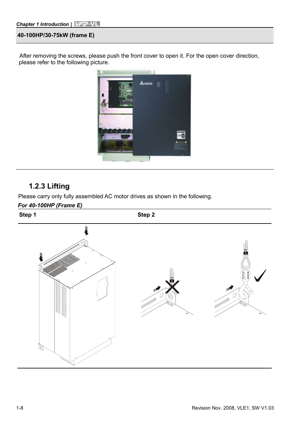 3 lifting, 3 lifting -8 | Delta Electronics Elevator Drive VFD-VL User Manual | Page 17 / 251