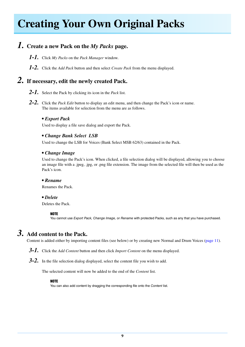 Creating your own original packs | Yamaha Expansion Manager User Manual | Page 9 / 25