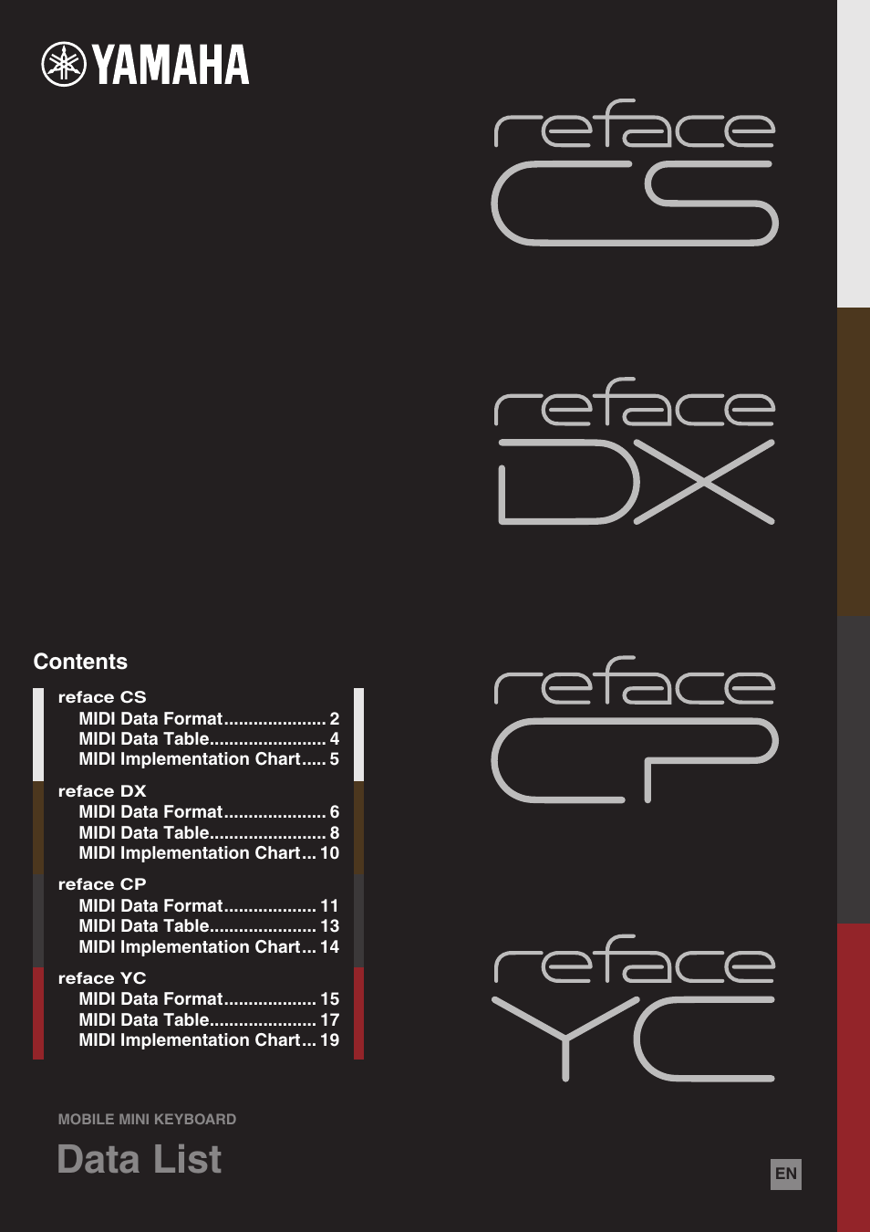 Yamaha Reface YC User Manual | 19 pages