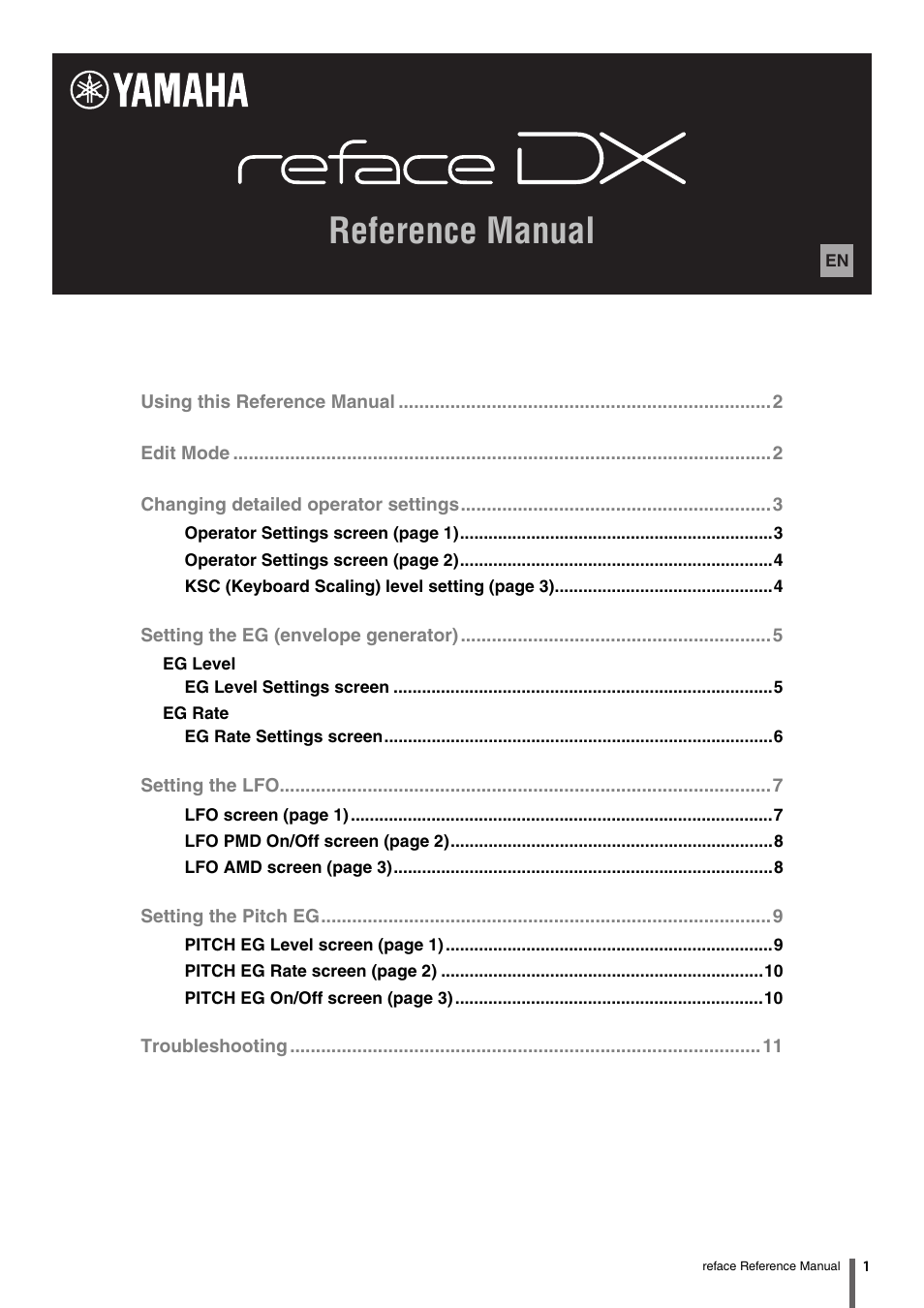 Yamaha Reface YC User Manual | 11 pages