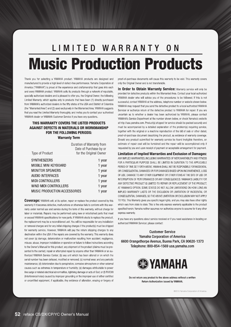 Yamaha Reface YC User Manual | Page 58 / 60