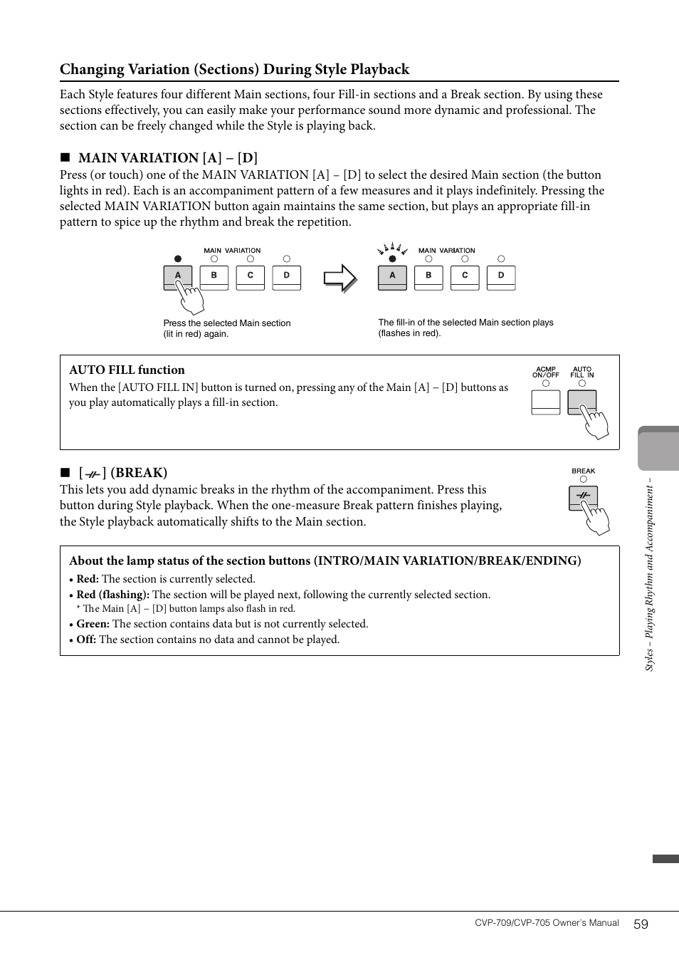 Main variation [a] − [d, Break) | Yamaha CVP-705B User Manual | Page 59 / 128