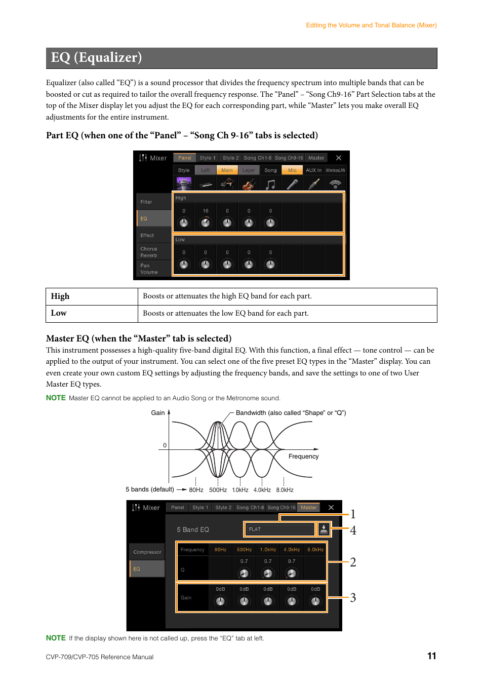 Eq (equalizer) | Yamaha CVP-705B User Manual | Page 11 / 117