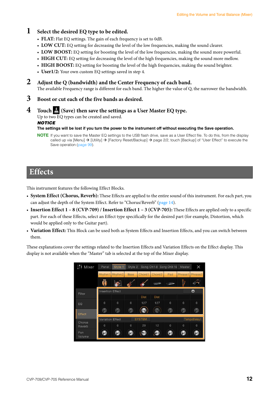 Effects | Yamaha CVP-705B User Manual | Page 12 / 117