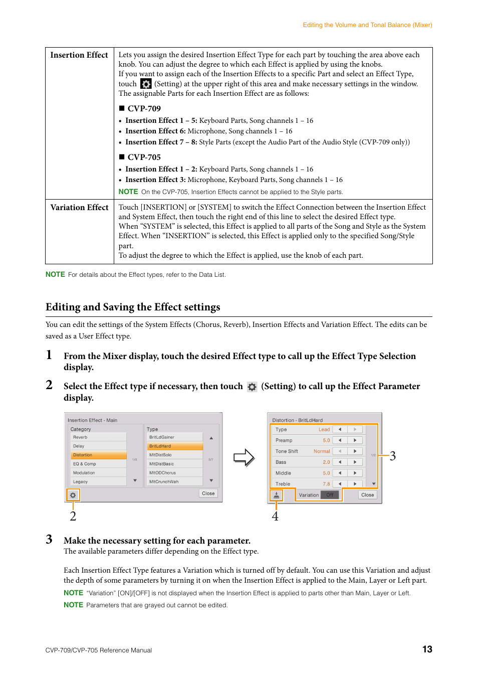 Editing and saving the effect settings | Yamaha CVP-705B User Manual | Page 13 / 117