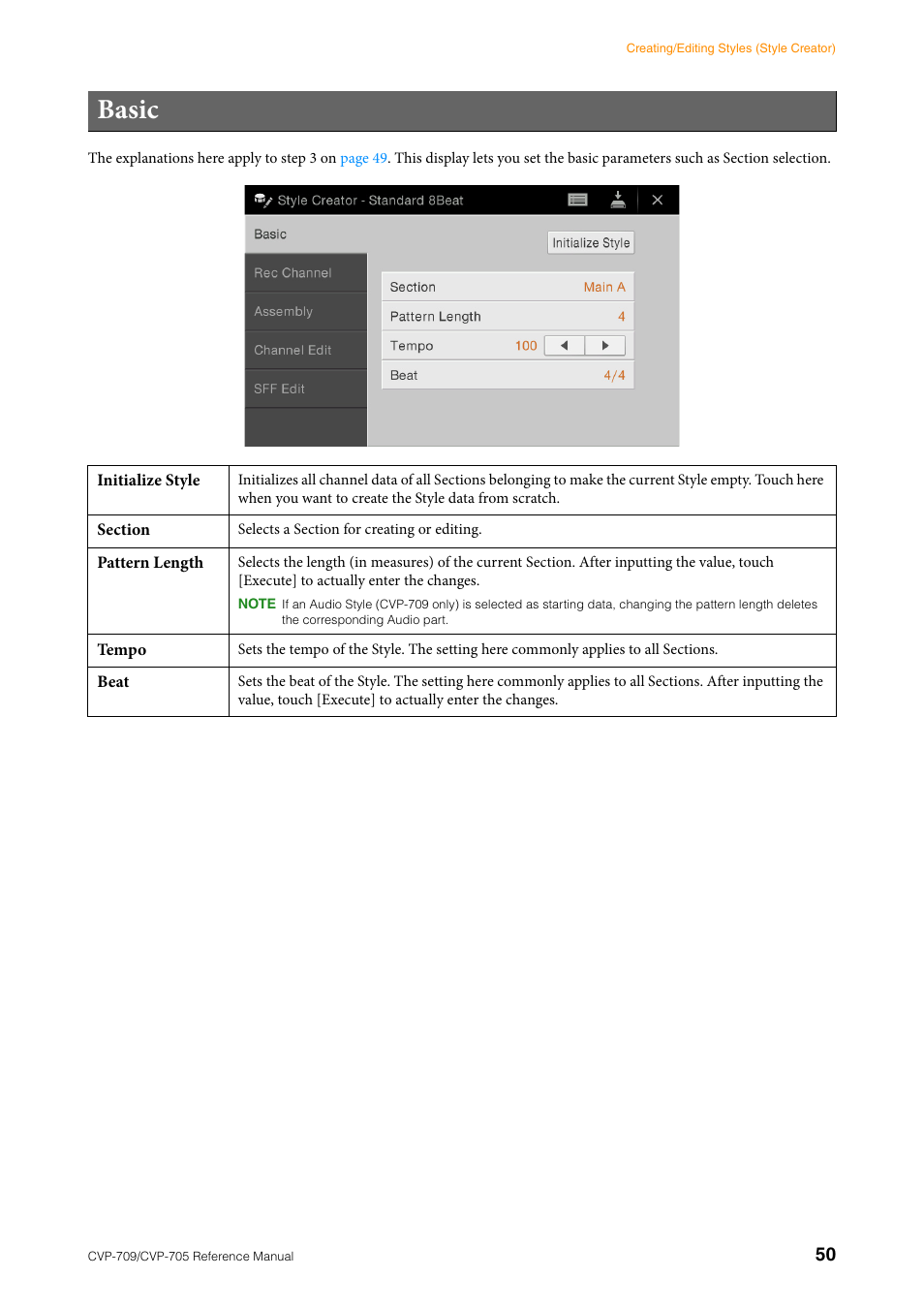 Basic | Yamaha CVP-705B User Manual | Page 50 / 117