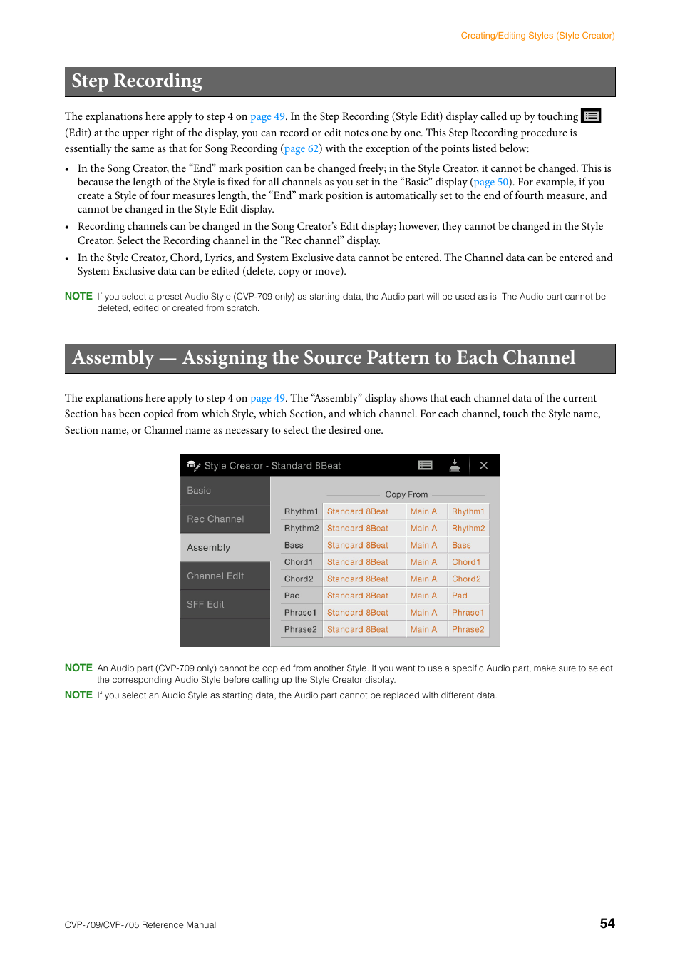 Step recording | Yamaha CVP-705B User Manual | Page 54 / 117