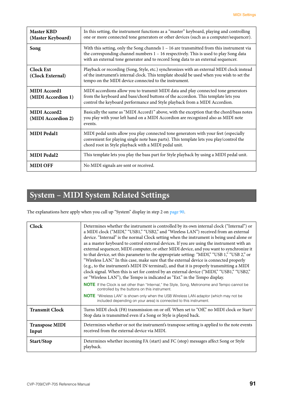 System – midi system related settings | Yamaha CVP-705B User Manual | Page 91 / 117