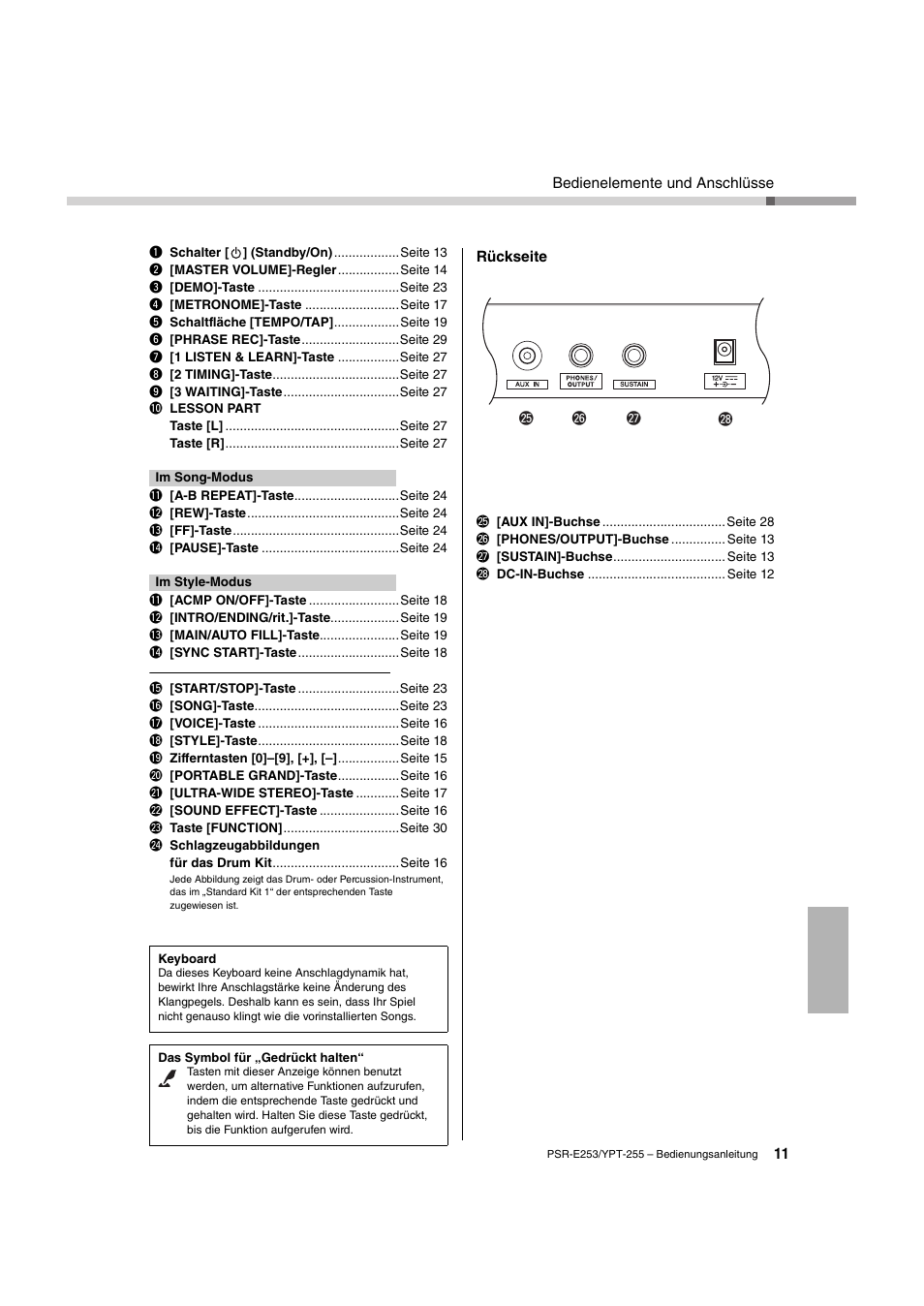 Yamaha PSR-E253 User Manual | Page 11 / 48