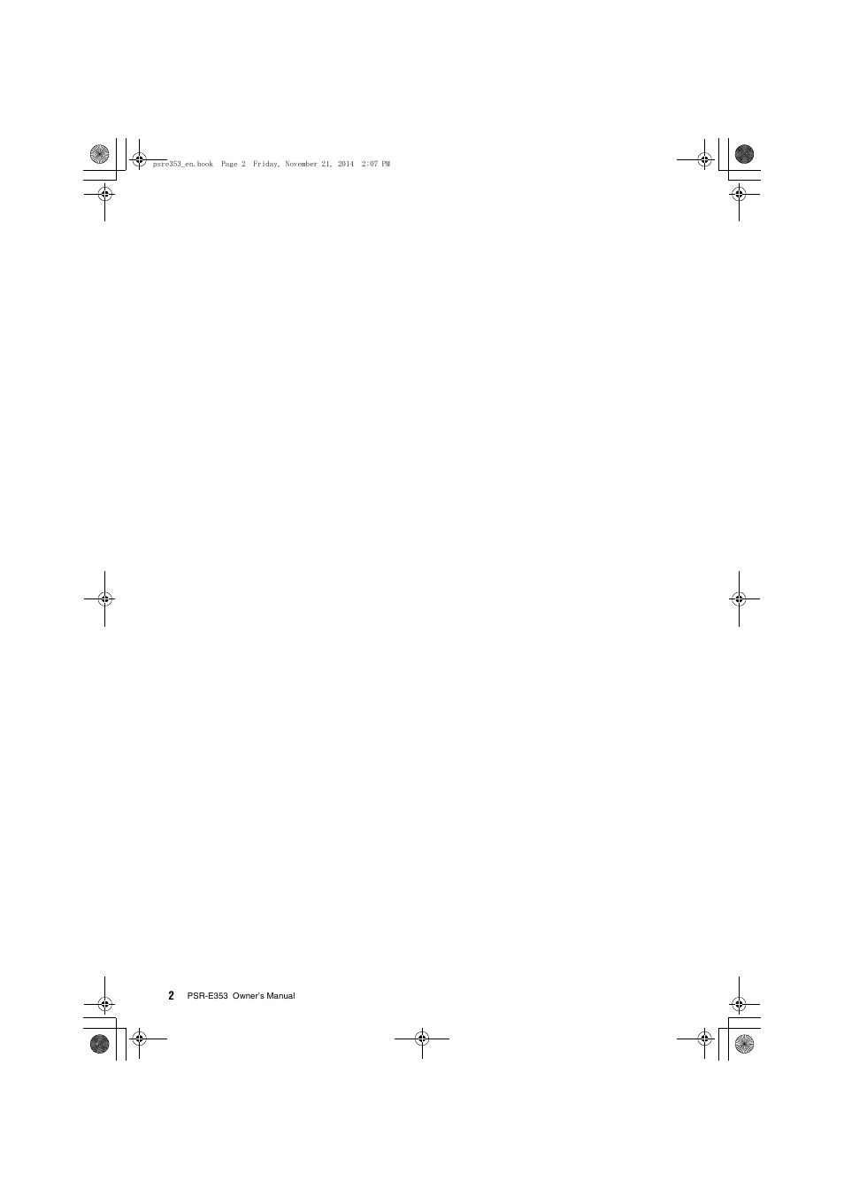 Yamaha PSR-E353 User Manual | Page 2 / 76