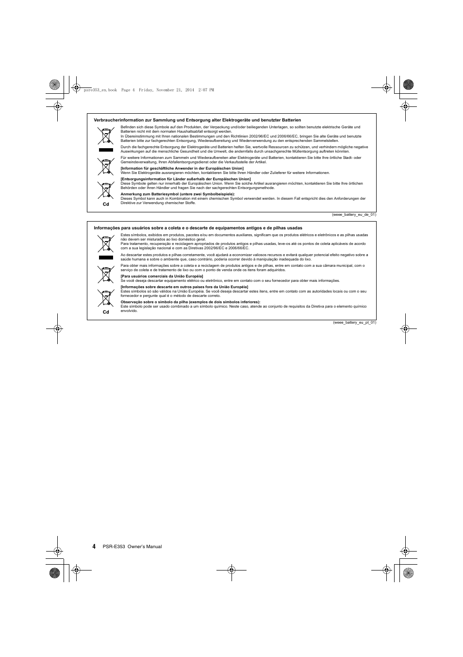 Yamaha PSR-E353 User Manual | Page 4 / 76