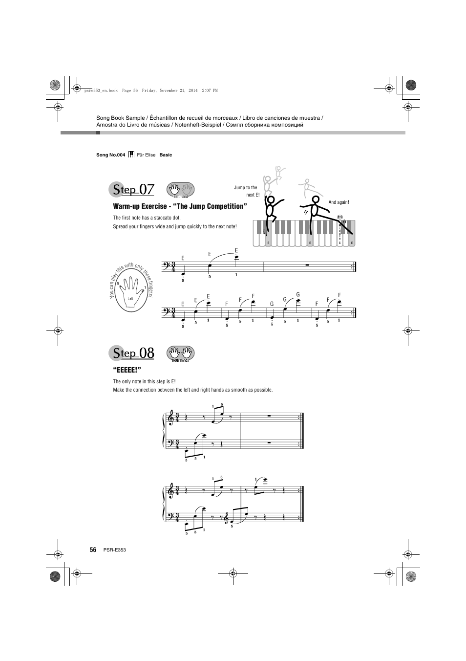 Warm-up exercise - “the jump competition | Yamaha PSR-E353 User Manual | Page 56 / 76