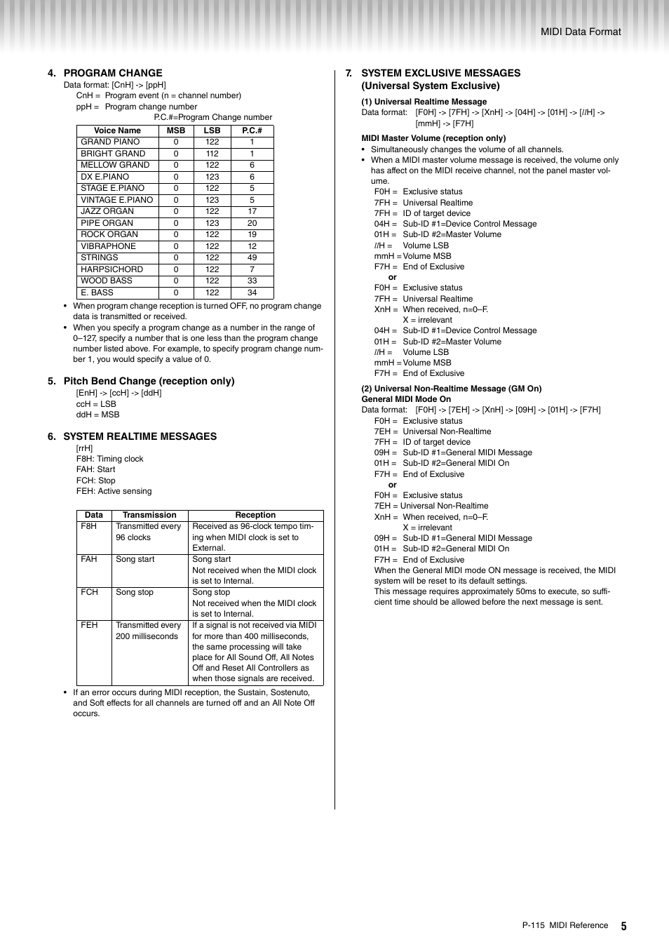 Yamaha P-115 User Manual | Page 5 / 8